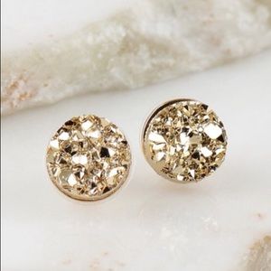 Druzy Sparkle Dazzling Gold Stud Earrings